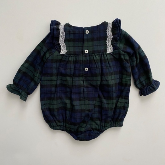 Edgehill Collection x Darby Fallon Clark Nwt Baby Girls Autumn Plaid Romper - Picture 2 of 4